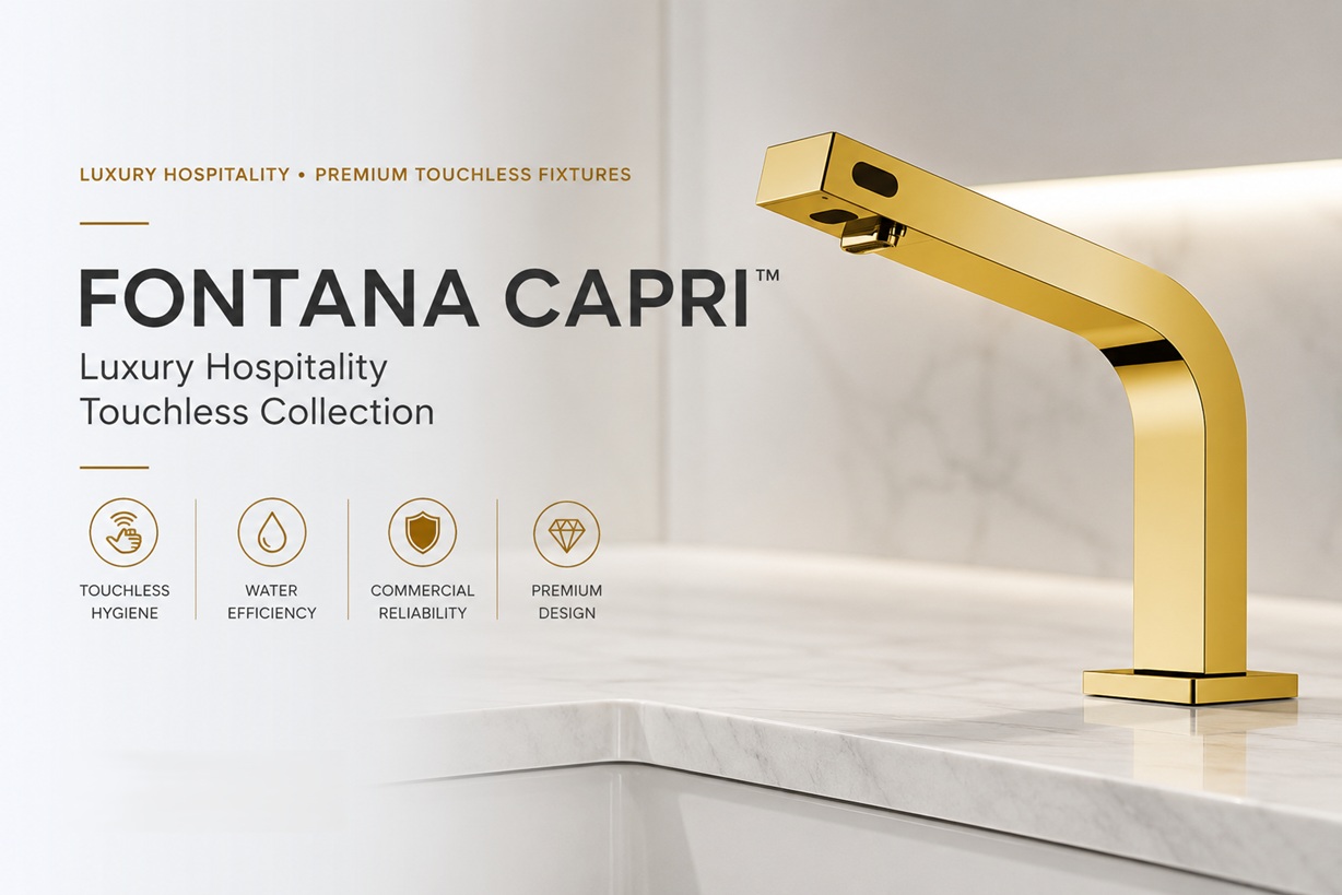Fontana Capri luxury hospitality touchless faucets and coordinated washroom systems